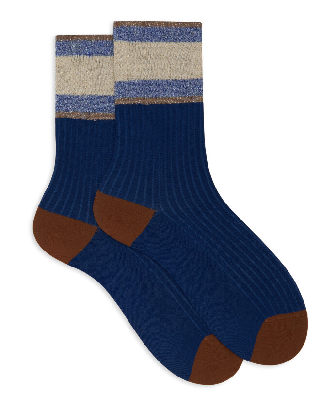 chaussettes-courtes-en-coton-bleu-uni-pour-femmes-avec-bordure-a-paillettes-rayee
