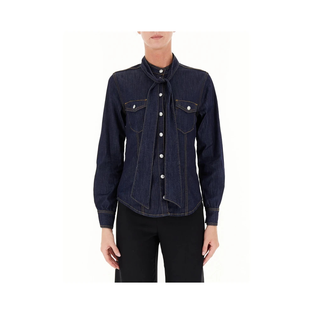 Liu Jo Denim blouse met strik Blue Dames