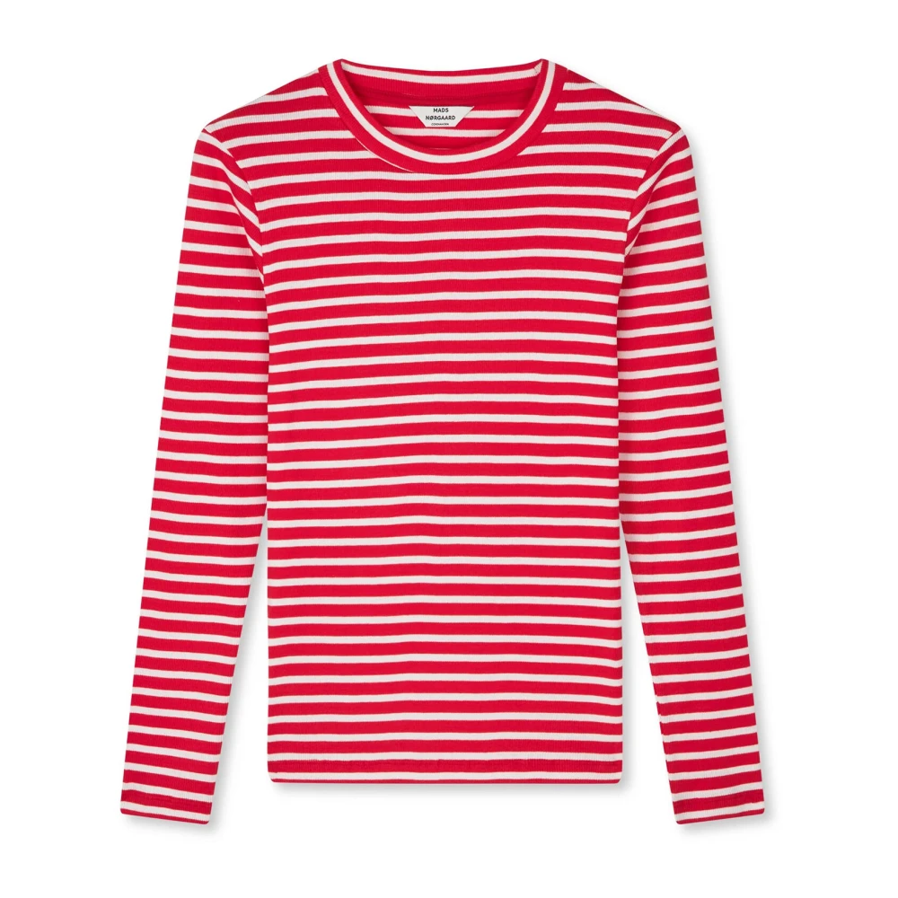 Mads Nørgaard Gestreepte Longsleeve Tee High Risk Rood Wit Red Dames
