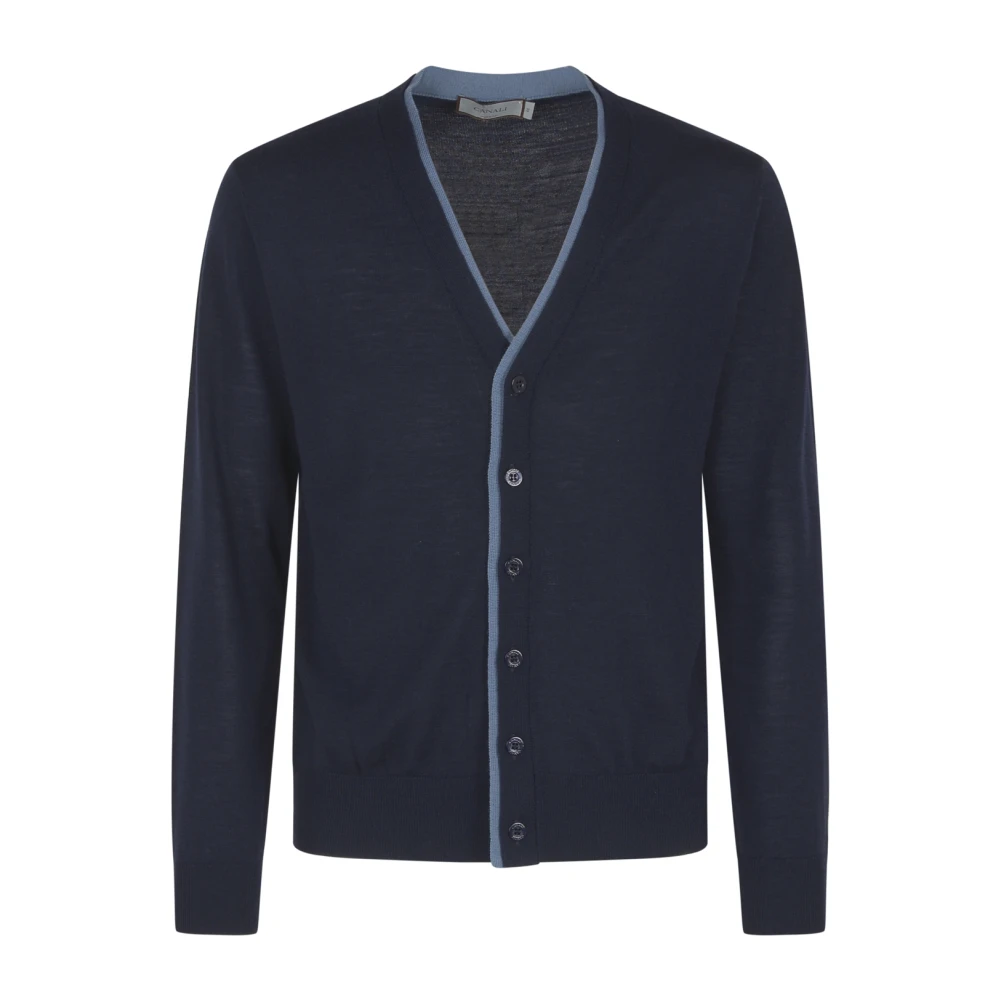 Canali Blauwe Punto Sweater Blue Heren
