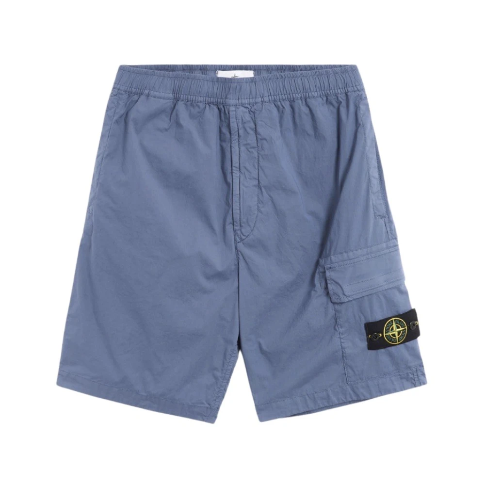 Stone Island Comfort Fit Cargo Bermuda Shorts Blue Heren