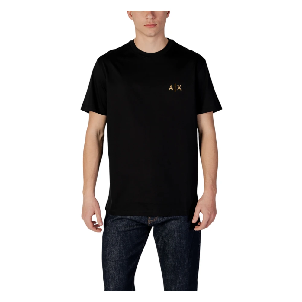 Armani Exchange Zwarte katoenen T-shirt met ronde hals Black Heren