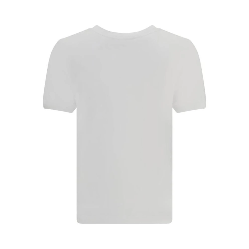 Dolce & Gabbana T-shirt met Rhinestone Logo White Dames