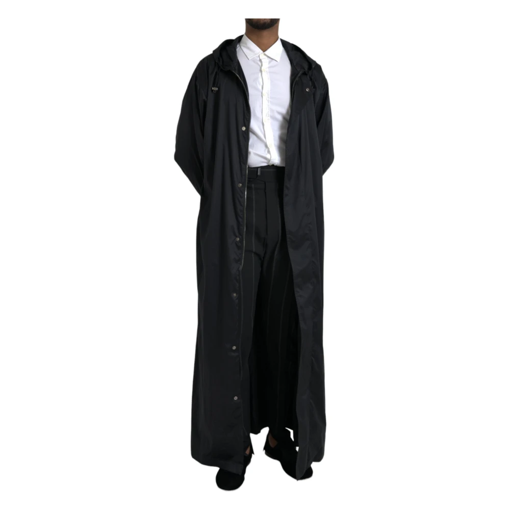 Dolce & Gabbana Zwarte Windbreaker Jas met Capuchon Black Heren