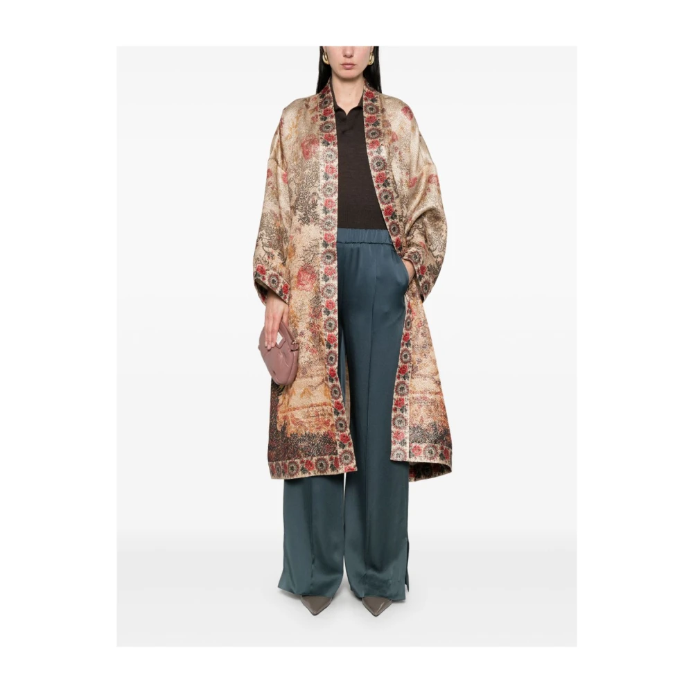 Pierre-Louis Mascia Beige Jurk met Lange Mouwen en Drop Shoulder Multicolor Dames