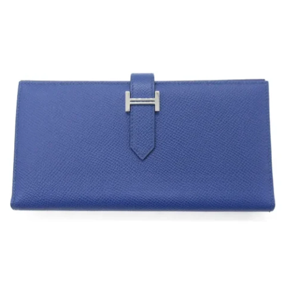 Hermès Vintage Pre-owned Leather wallets Blue Dames