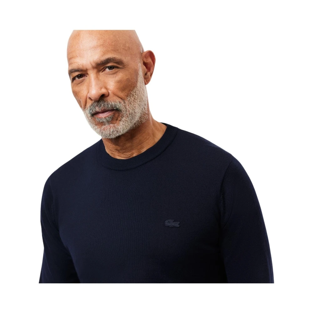 Lacoste Merino Wool Crew Neck Sweater Navy Blue Heren