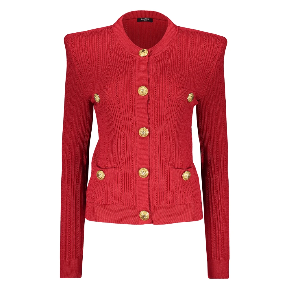 Balmain Cardigan met versierde knopen Red Dames