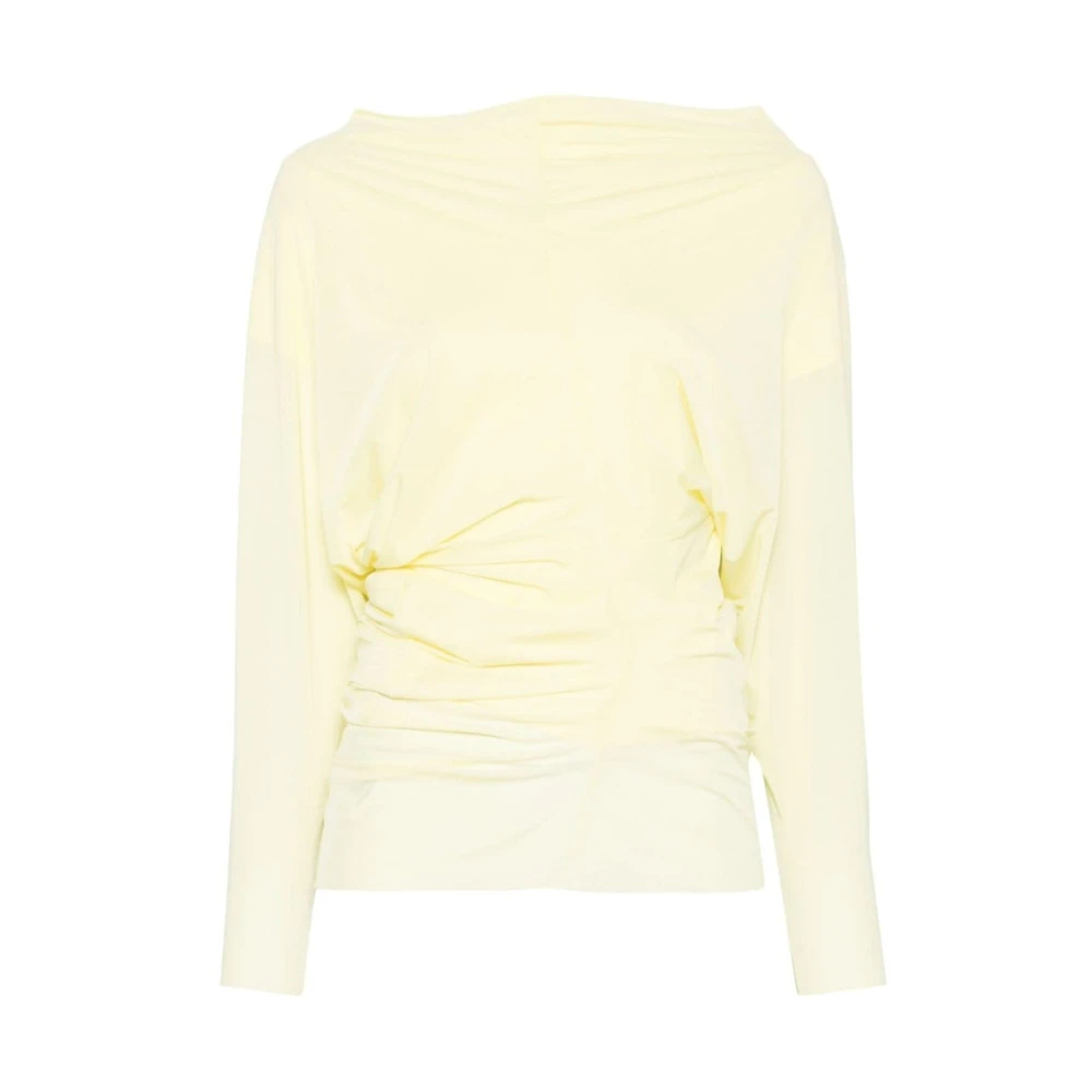 Dries Van Noten Gele Gepaneelde Gedrapeerde Trui Yellow Dames