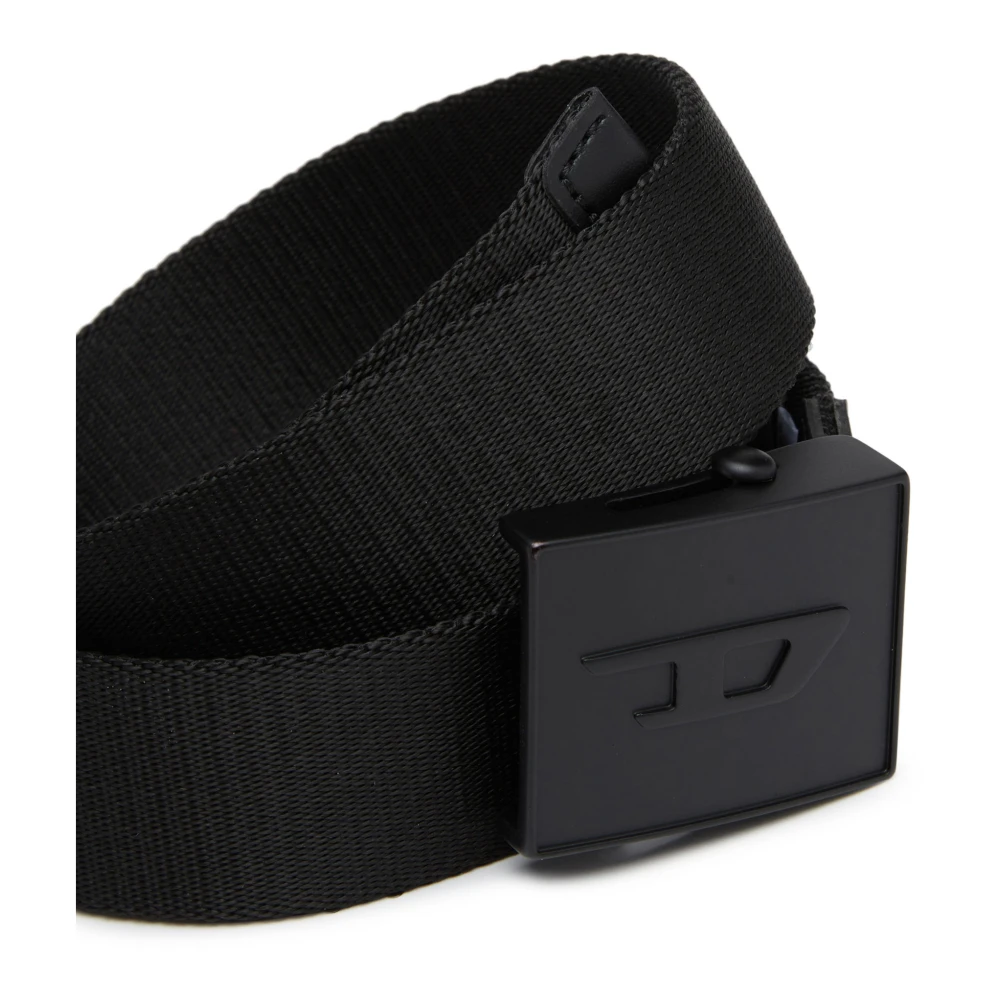Diesel Tape belt with logo buckle Black Heren