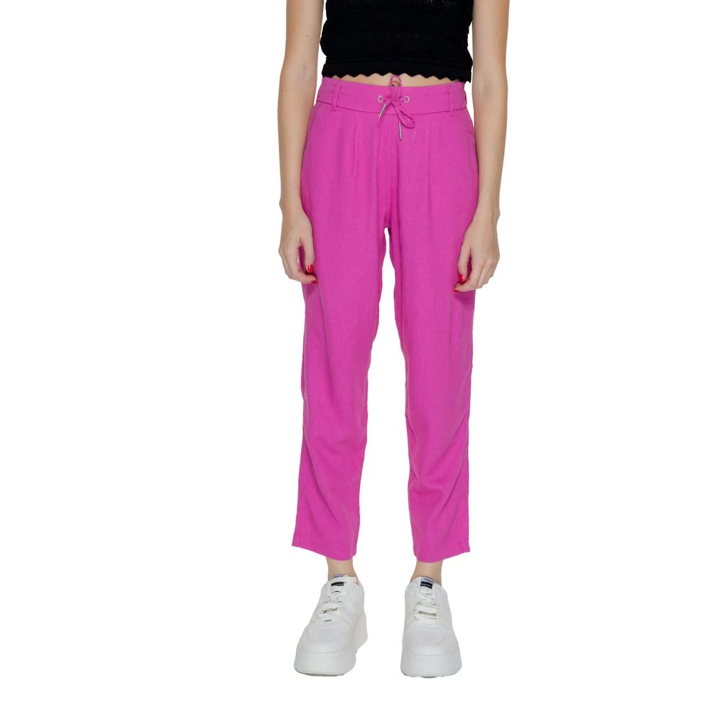 Only Multicolor Linnen Jeans & Broek Pink Dames