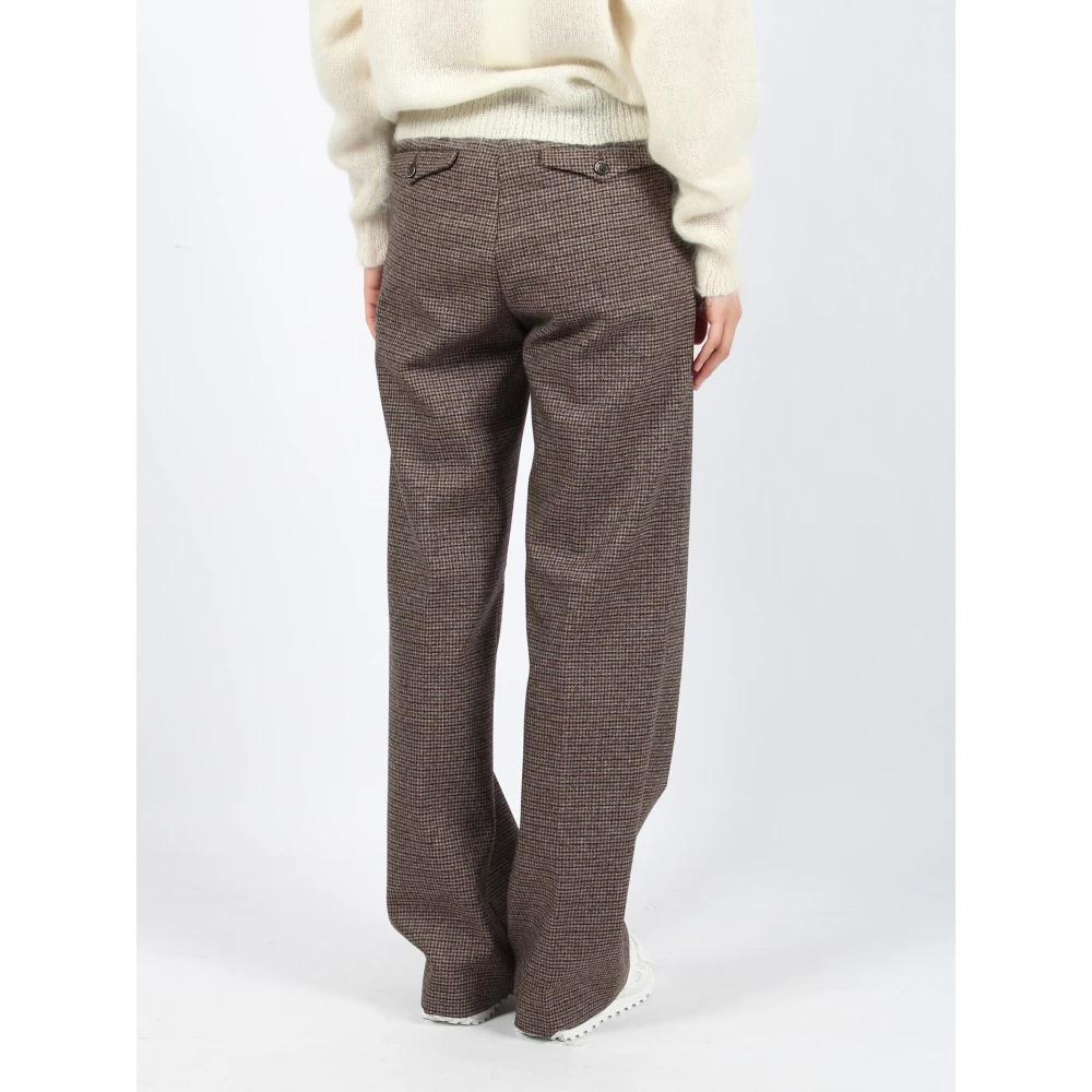 Nine In The Morning Houndstooth Wollen Broek Brown Dames