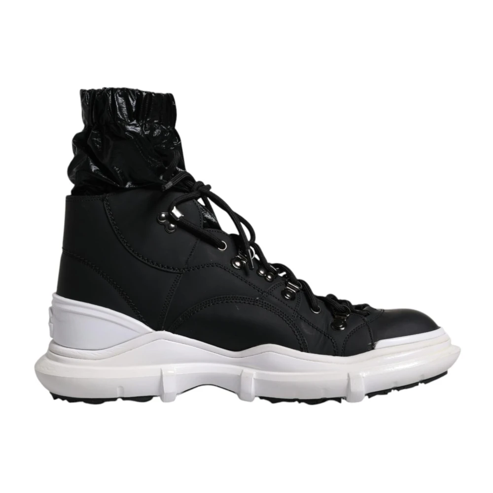 Dolce & Gabbana Zwarte High Top Nylon Leren Sneakers Heren Schoenen