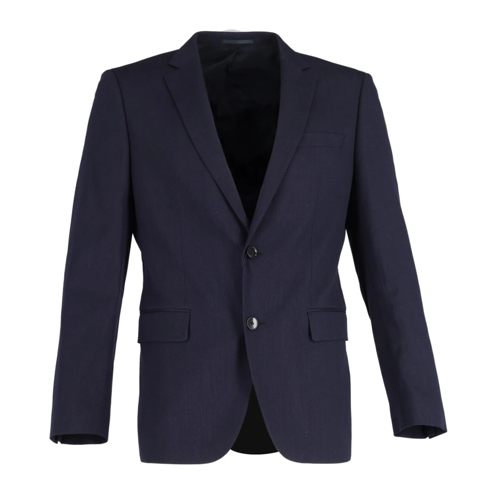 Hugo Boss Navy Blue Wool Single-Breasted Blazer Blue Heren