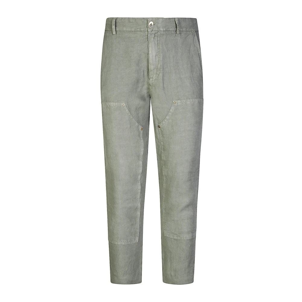 Eleventy Werkkleding Linnen Broek Green Heren