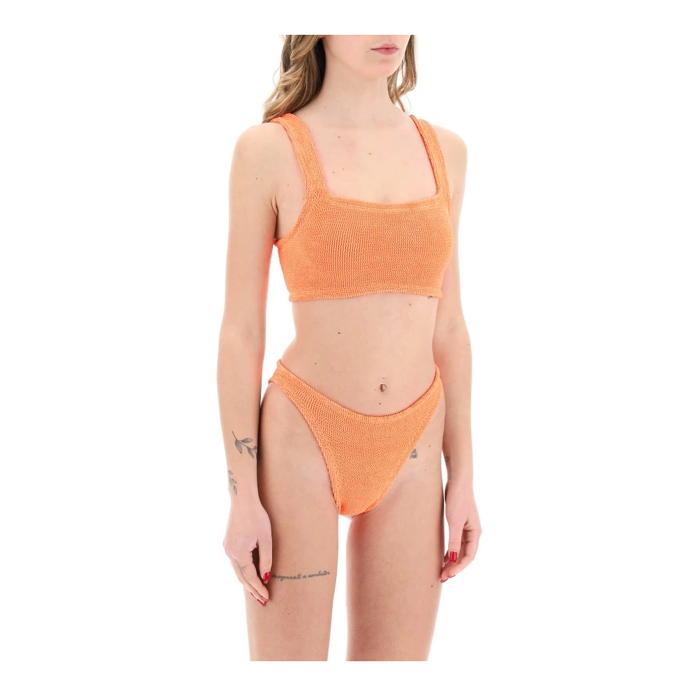 Hunza G Gekreukte Stretch Xandra Bikini Set Orange Dames