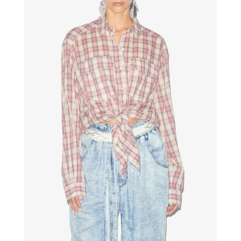 Isabel Marant Étoile Geruite Katoenen Knoopshirt Pink Dames