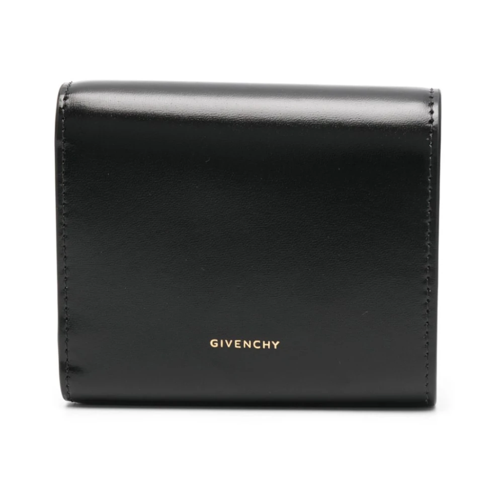 Givenchy Zwarte leren tri-fold portemonnee met 4G-logo Black Dames
