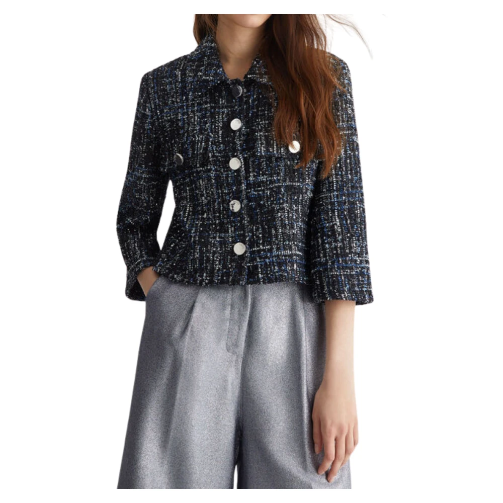 Liu Jo Zwarte Bouclé Korte Jas Black Dames