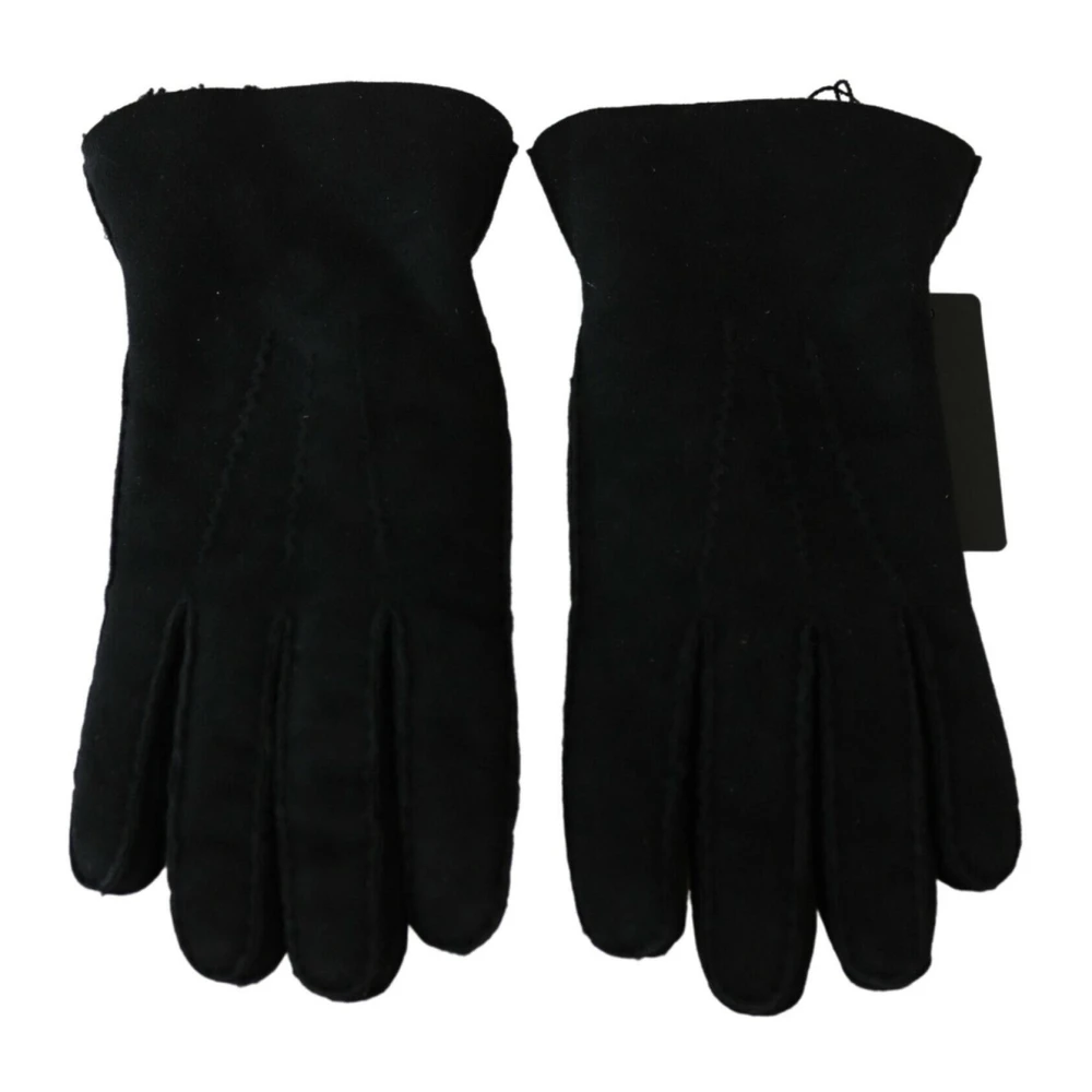 Dolce & Gabbana Men's Black Leather Biker Gloves