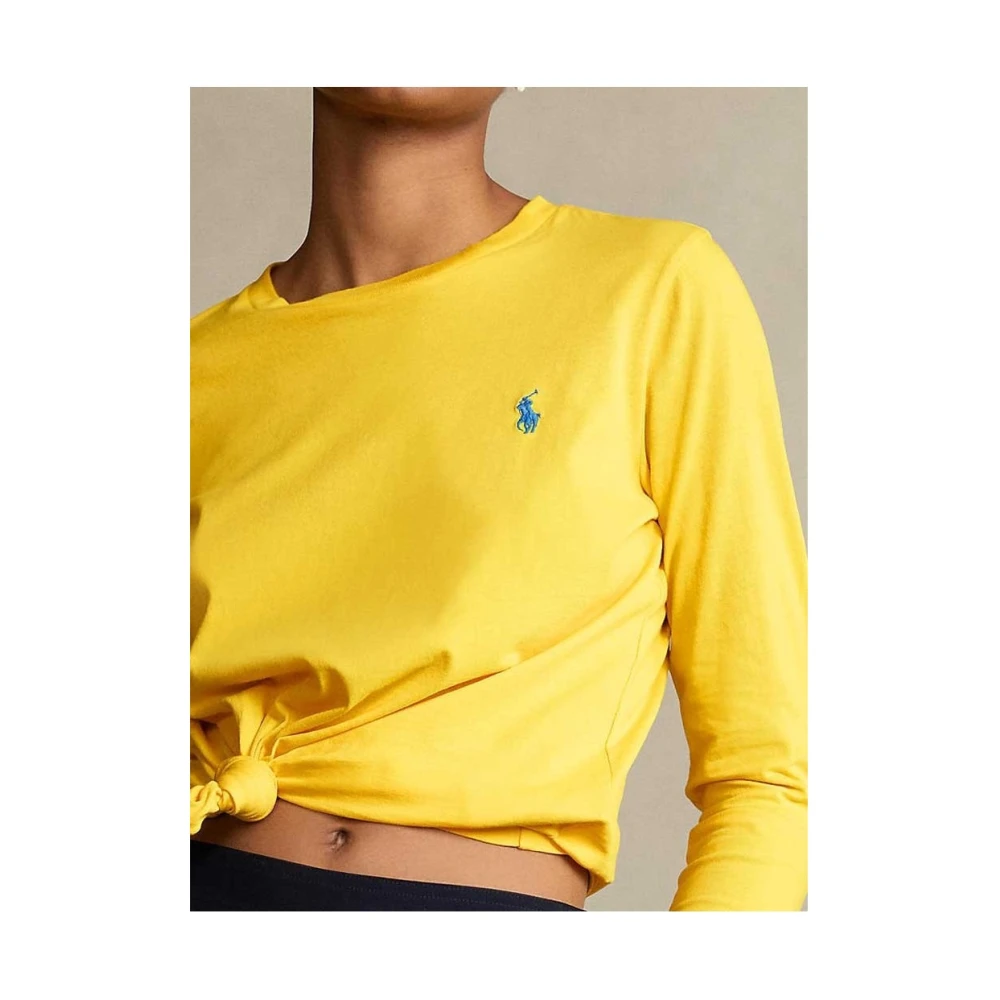 Ralph Lauren Gele Polo Shirt Lange Mouw Yellow Dames