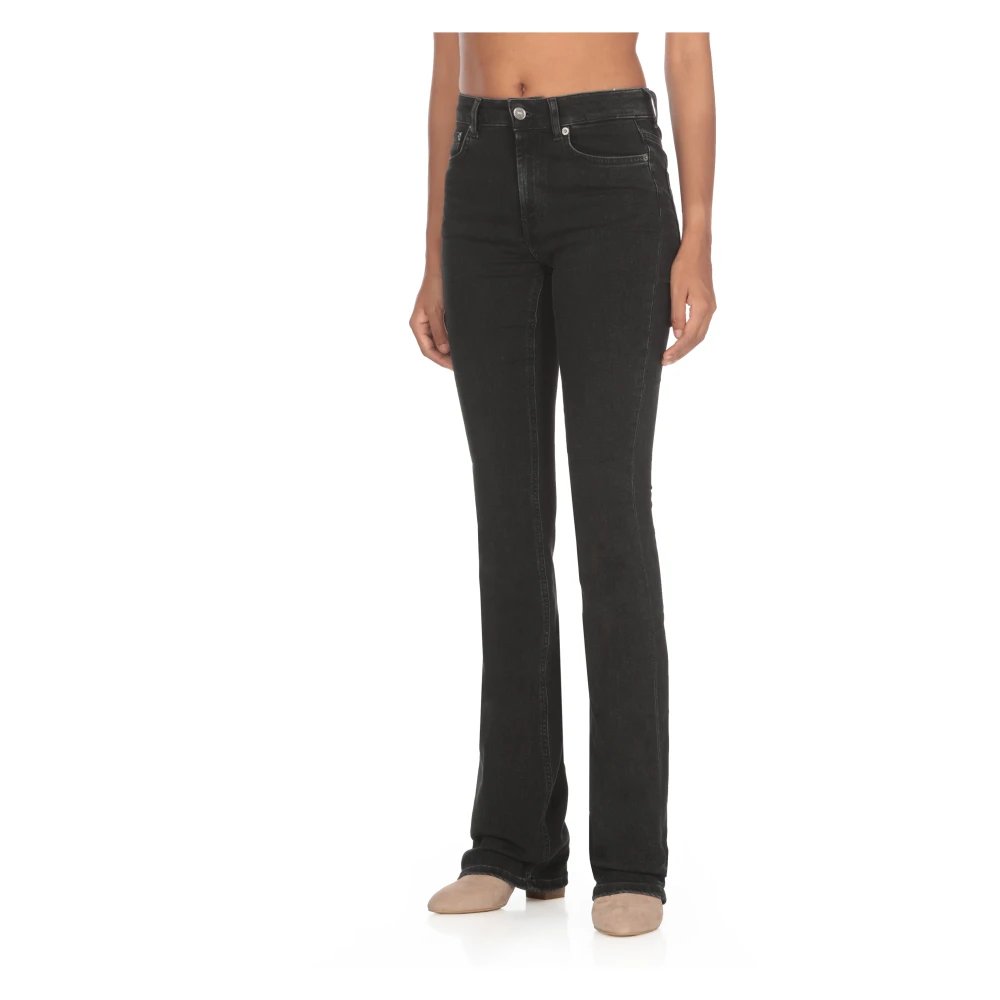 Dondup Zwarte Katoenen Damesjeans met Juweelknopen Black Dames