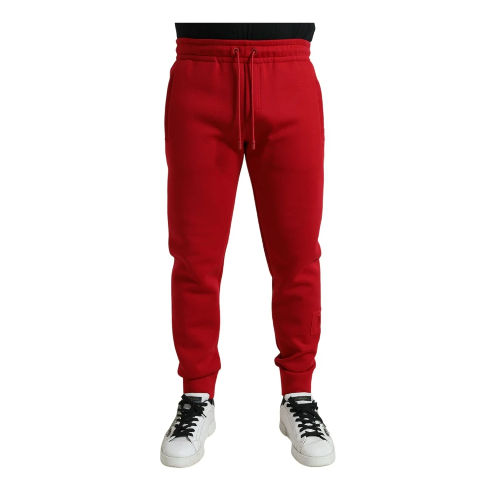 Dolce & Gabbana Men's Red Sweatpants,, Cotton Blend Skinny Jogger Trousers Medium