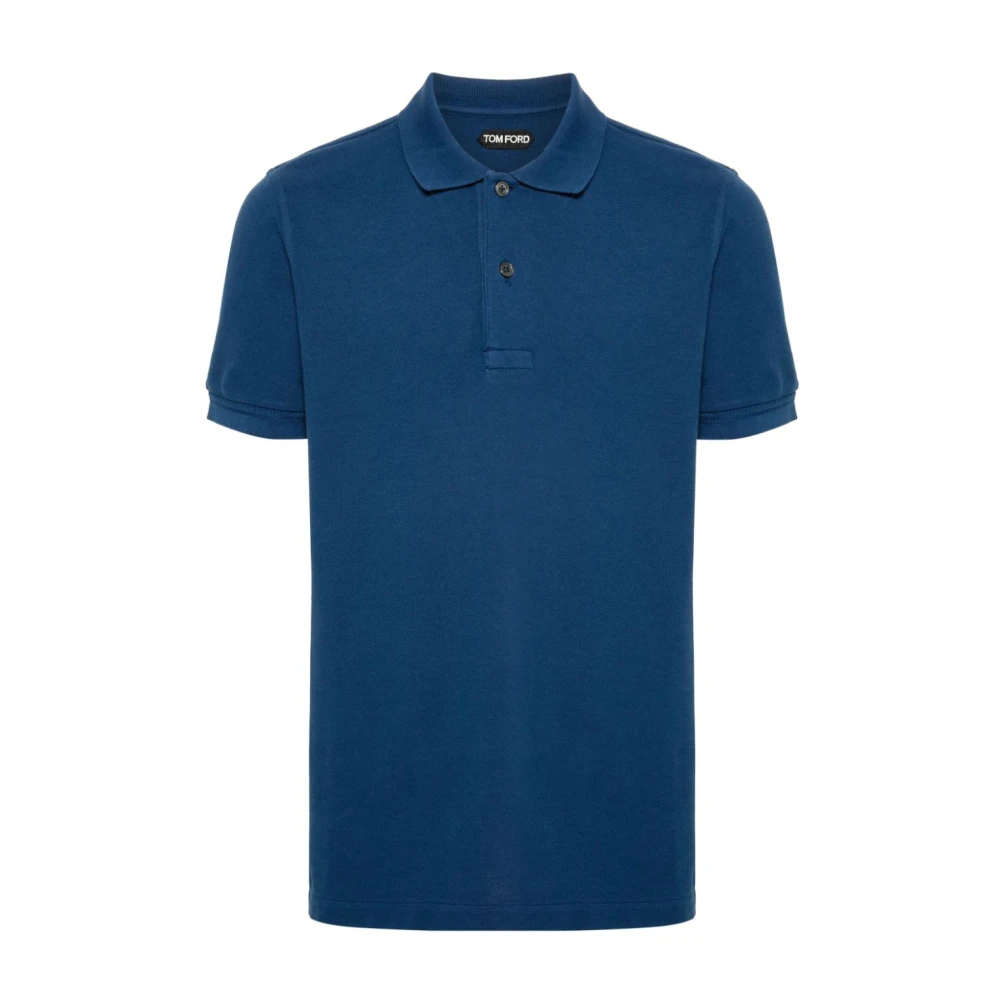 Tom Ford Blauwe Polo Shirt Korte Mouw Katoen Blue Heren