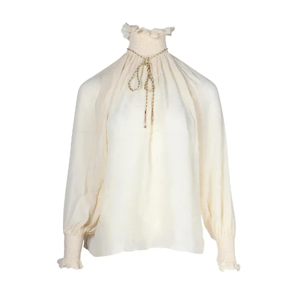 Celine Vintage Pre-owned Silk tops Beige Dames