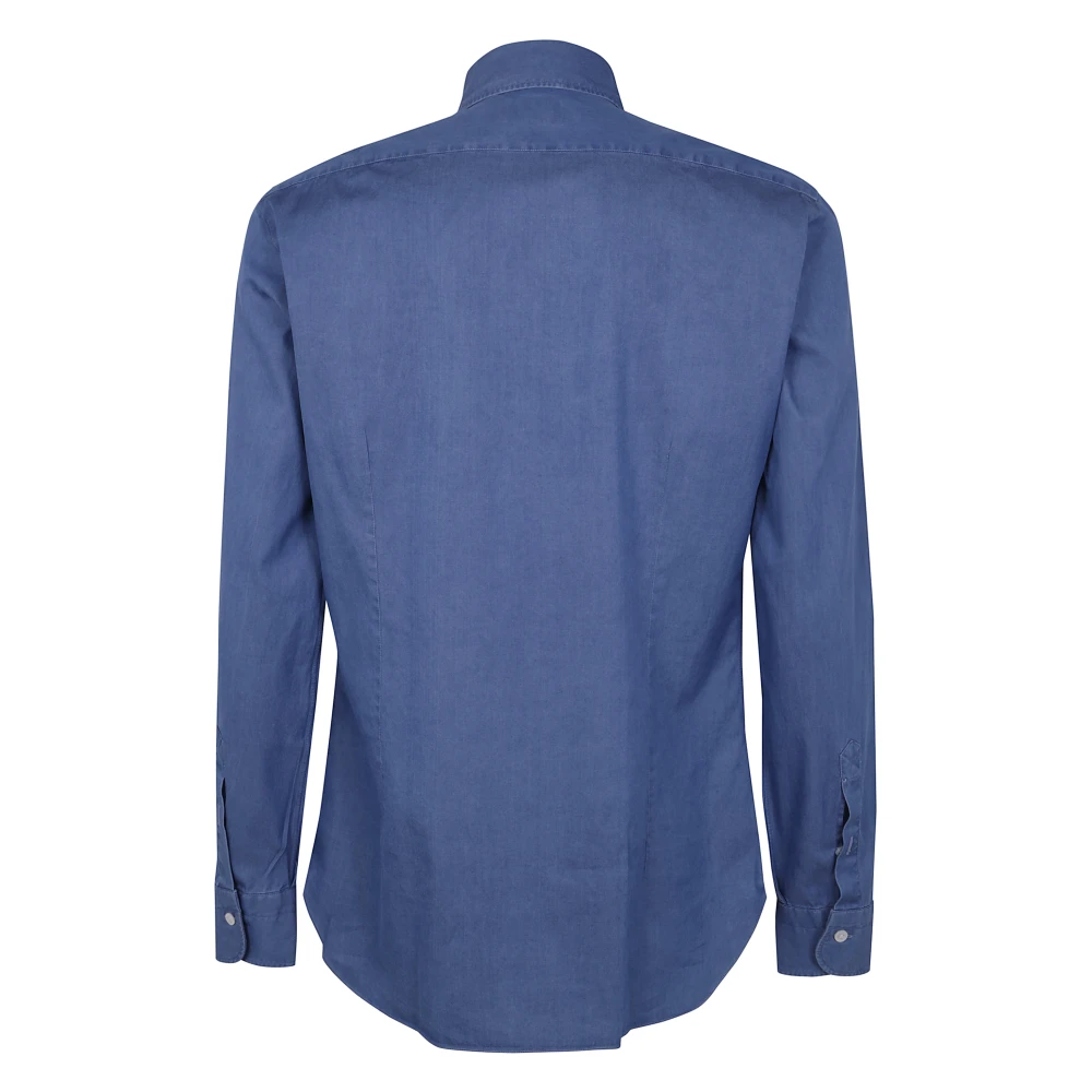 Barba Napoli Denim Klassiek Overhemd Blue Heren