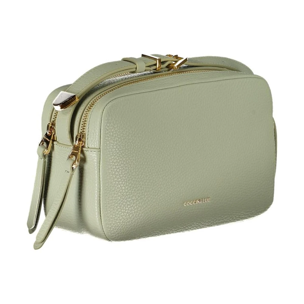 Coccinelle Groene Leren Schoudertas met Logo Green Dames