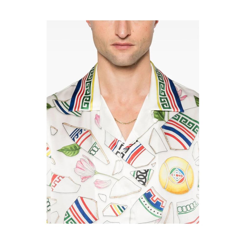 Casablanca Witte Cubaanse Kraag Shirt met Strepen Multicolor Heren