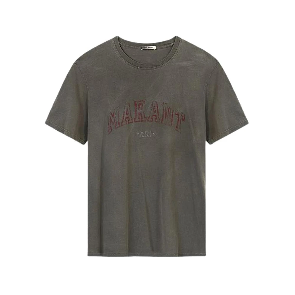 Isabel marant Katoenen T-shirt met korte mouwen en ronde hals Gray Heren