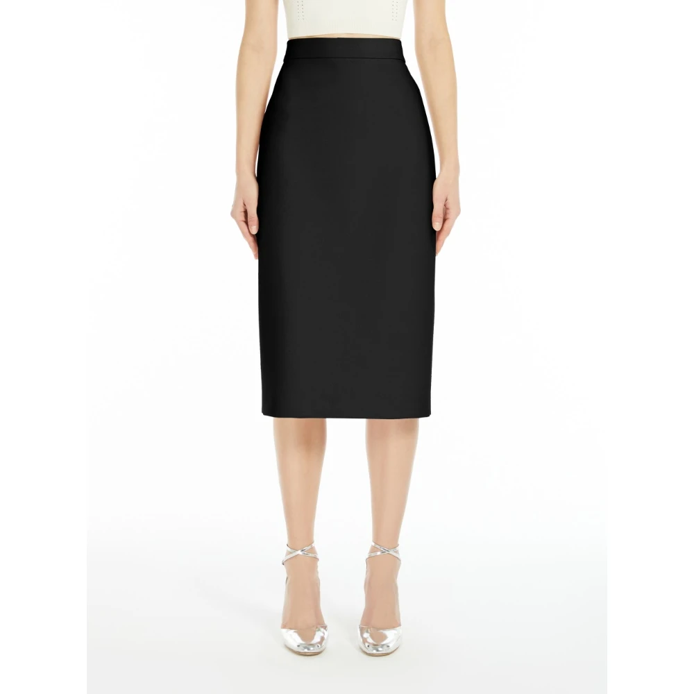 Max Mara Zwarte kokerrok met centrale split Black Dames