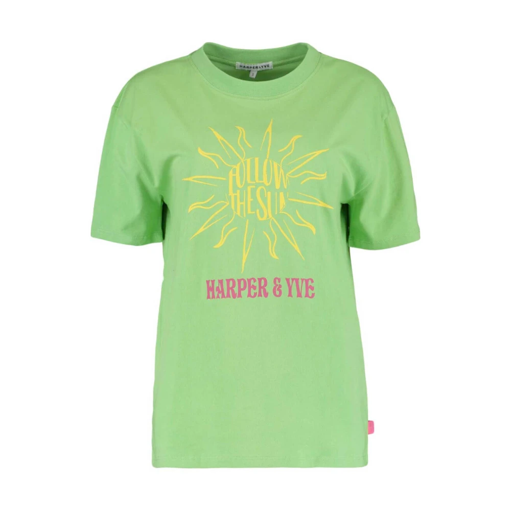 Harper & Yve Volg de zon T-shirt Ss24D300 Green Dames