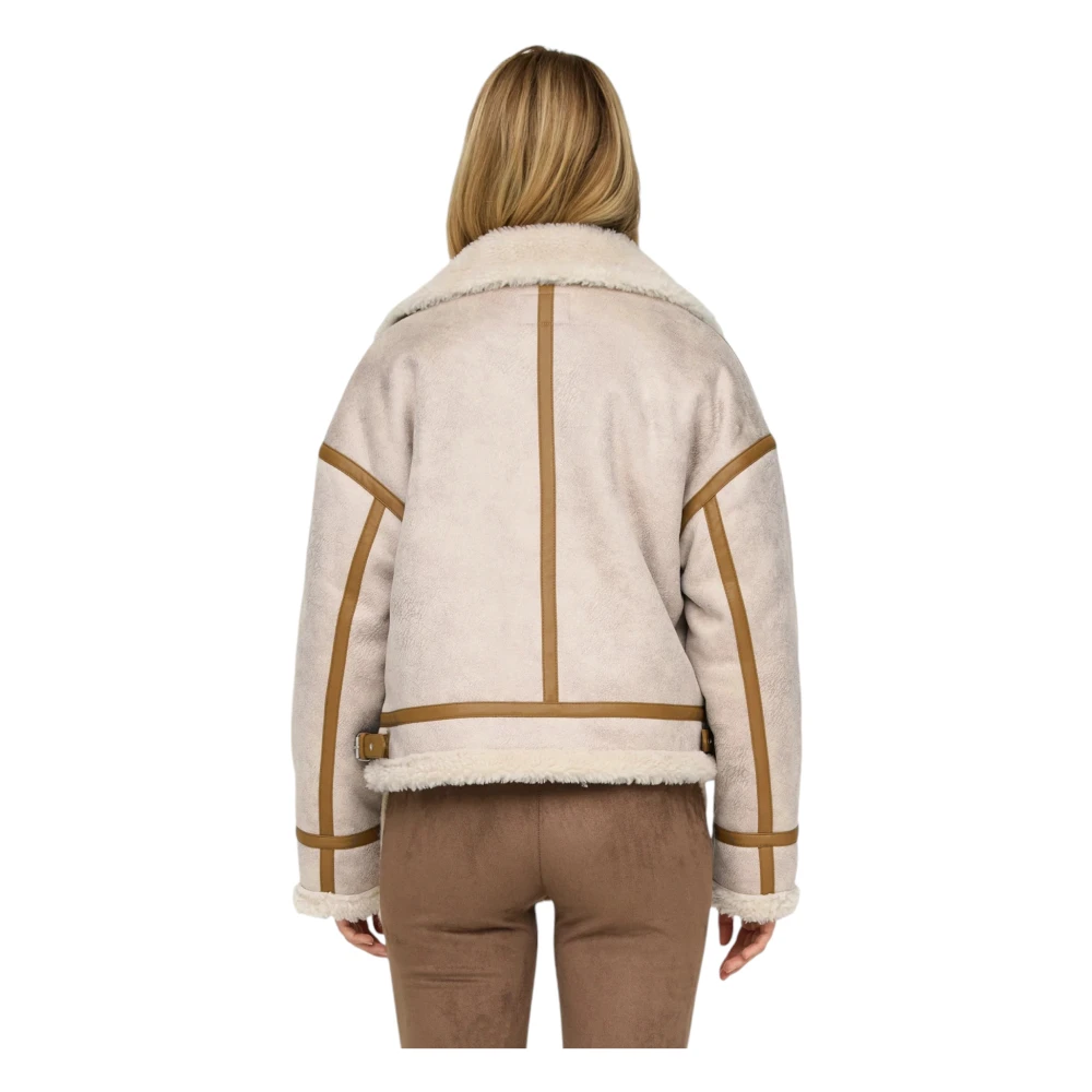 Only Hoge nek jas Beige Dames