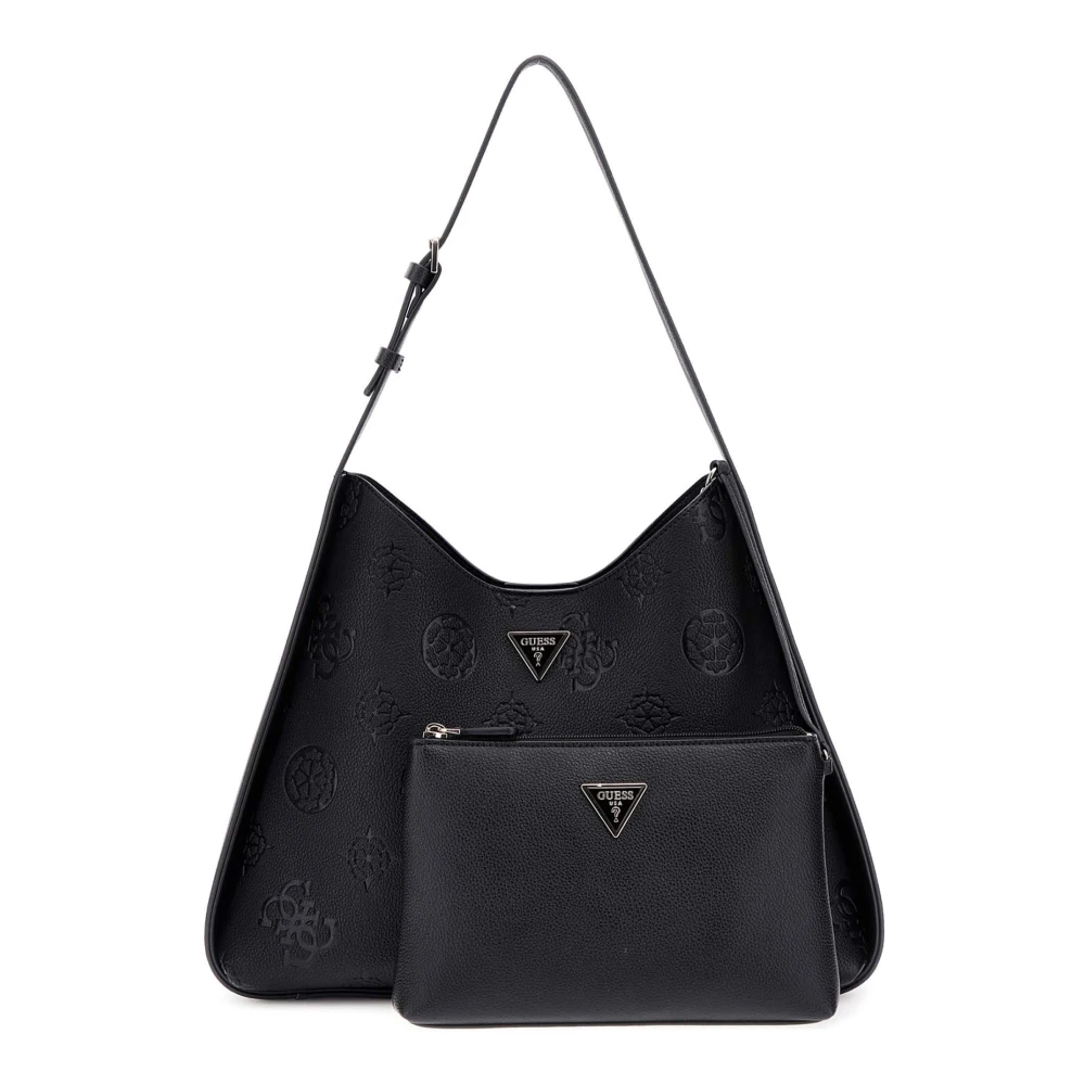 Guess Zwarte Grote Hobo Tas met Afneembare Pouch Black Dames