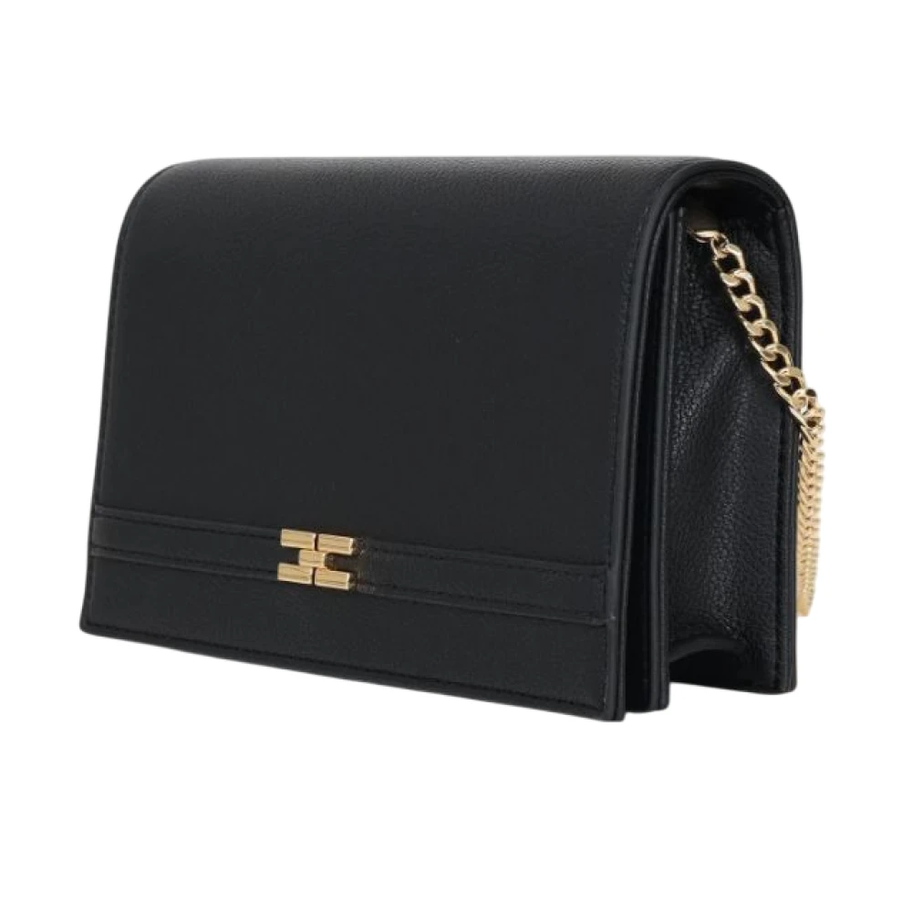 Elisabetta Franchi Zwarte Schoudertas met Logosluiting Black Dames
