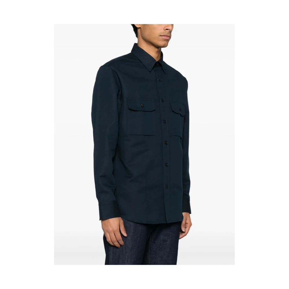 Brioni Navy Blue Button-Up Shirt Blue Heren