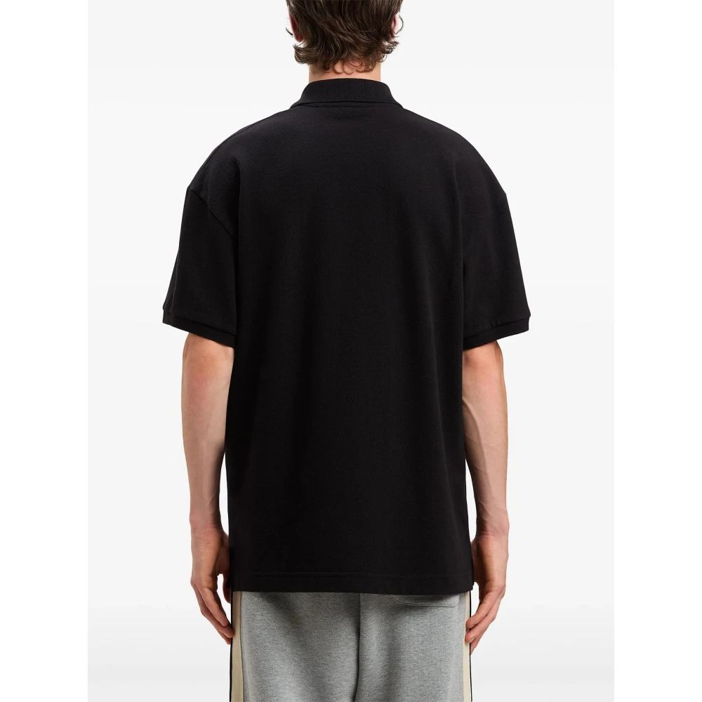 Palm Angels Zwart Curved Logo Polo Shirt Black Heren