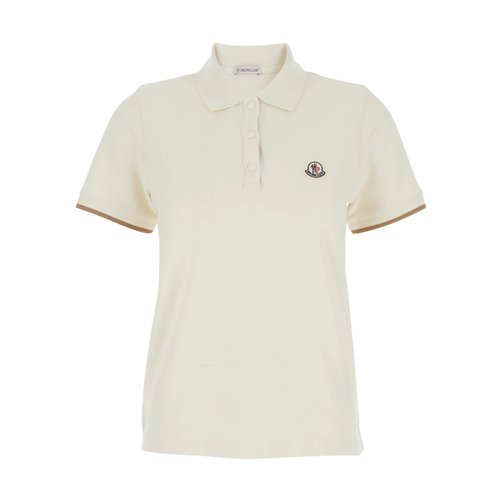 Moncler Wit Poloshirt met Logopatch White Dames
