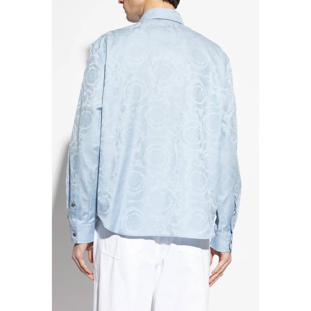 Versace Shirt met Barocco patroon Blue Heren