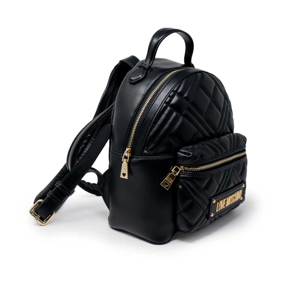 Love Moschino Zwarte rugzak met voorvakken Black Dames