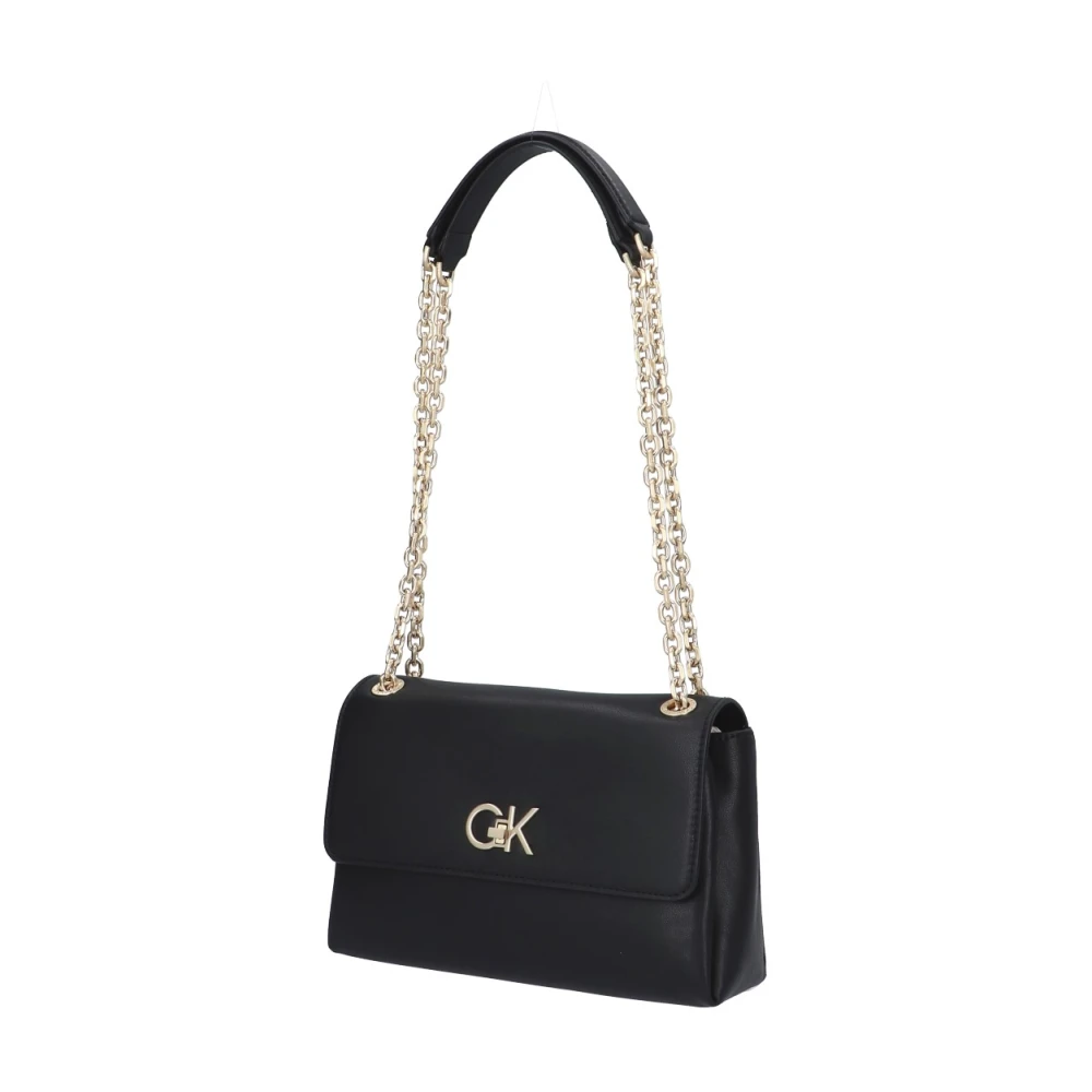 Calvin Klein Schoudertas Zwart Eco Leer Twee Compartimenten Black Dames