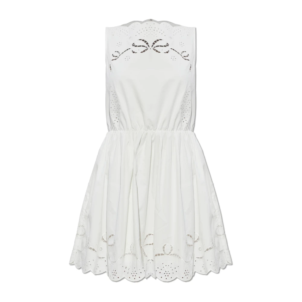 Self Portrait Women's White Cotton Embroidered Mini Dress - Short Dresses - Xs - Dresses