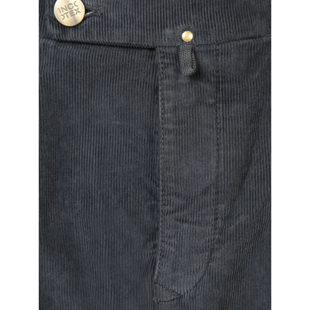 Incotex Blauwe Fluwelen Maatwerk Broek Blue Heren