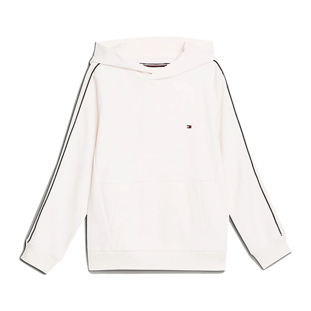 Tommy Hilfiger Broderad Jersey Hoodie med Känguruficka White, Pojke