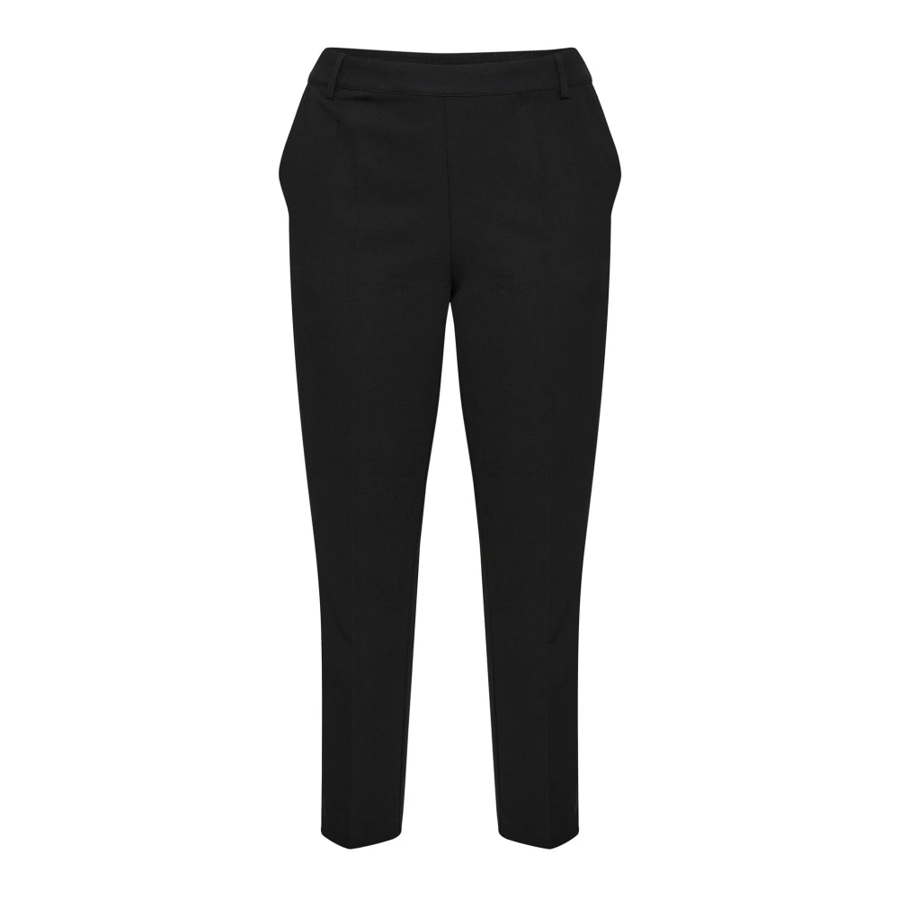 Kaffe Curve Women's Black Deep Straight-Leg Trousers - Slim-Fit Trousers - Xl - Trousers