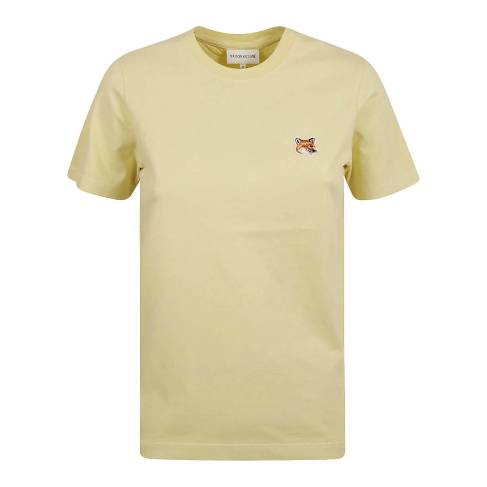 Maison Kitsuné Vos Hoofd Patch T-shirt Yellow Dames