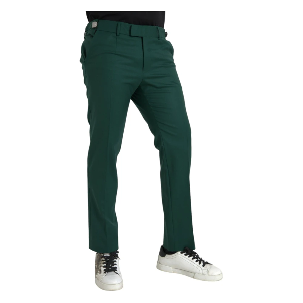 Dolce & Gabbana Groene Wol Slim Fit Chino Broek Green Heren
